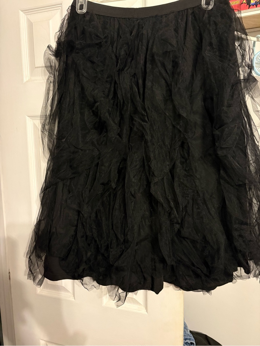 Blackmilk Black A-Line Tulle Midi Skirt - Picture 4 of 6